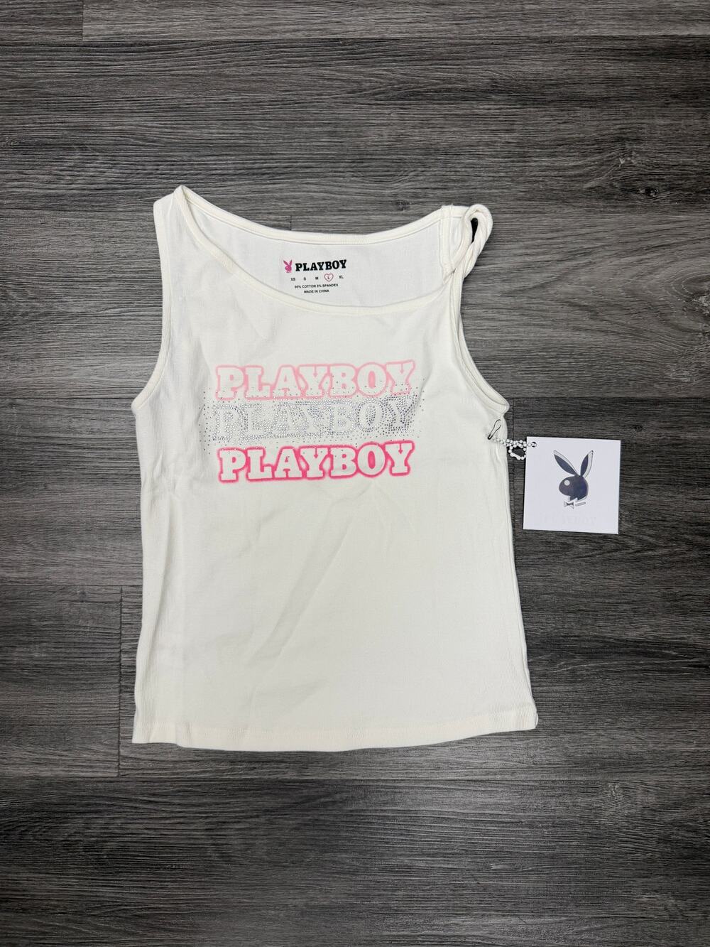 Playboy Bling Twisted Tank White Women’s L Brand New